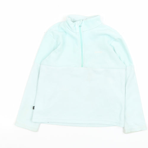 Decathlon Girls Blue Fleece 1/4 Zip Pullover Sweatshirt 4-5 Years