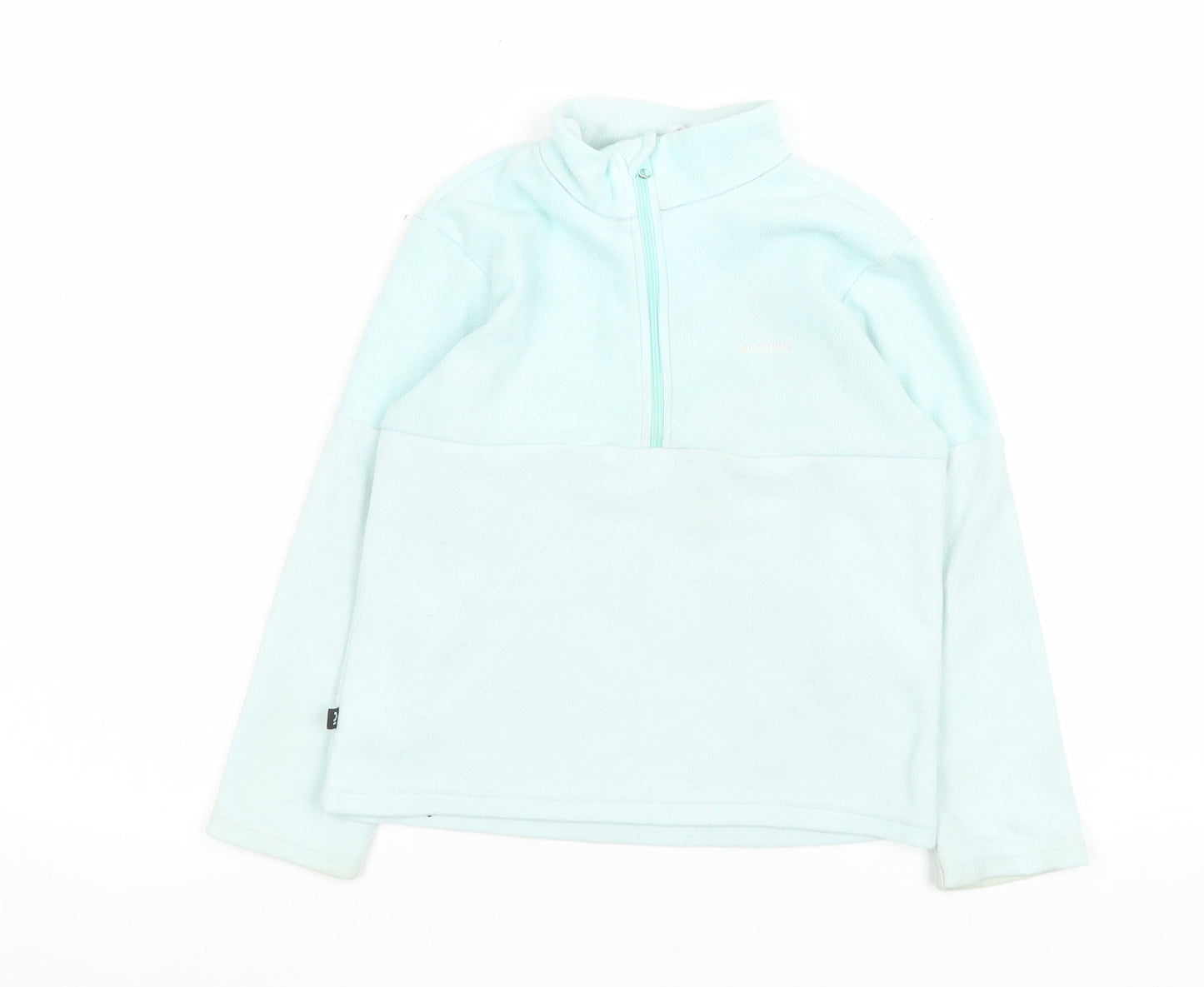 Decathlon Girls Blue Fleece 1/4 Zip Pullover Sweatshirt 4-5 Years