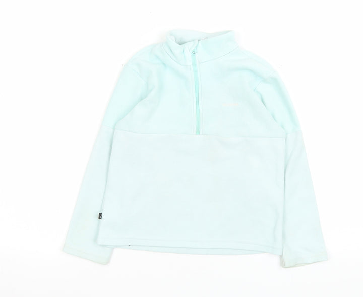 Decathlon Girls Blue Fleece 1/4 Zip Pullover Sweatshirt 4-5 Years