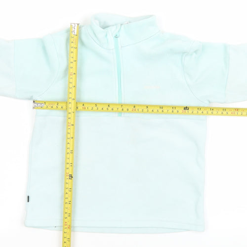 Decathlon Girls Blue Fleece 1/4 Zip Pullover Sweatshirt 4-5 Years