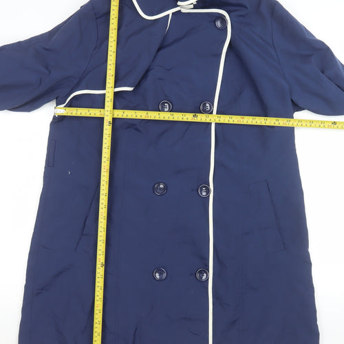 Julipa Women Blue Long Trench Coat Size 16 Button Front Classic Design