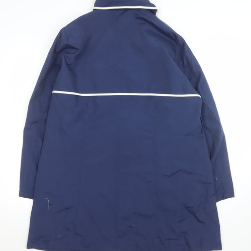 Julipa Women Blue Long Trench Coat Size 16 Button Front Classic Design