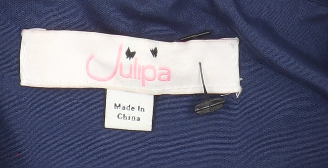 Julipa Women Blue Long Trench Coat Size 16 Button Front Classic Design