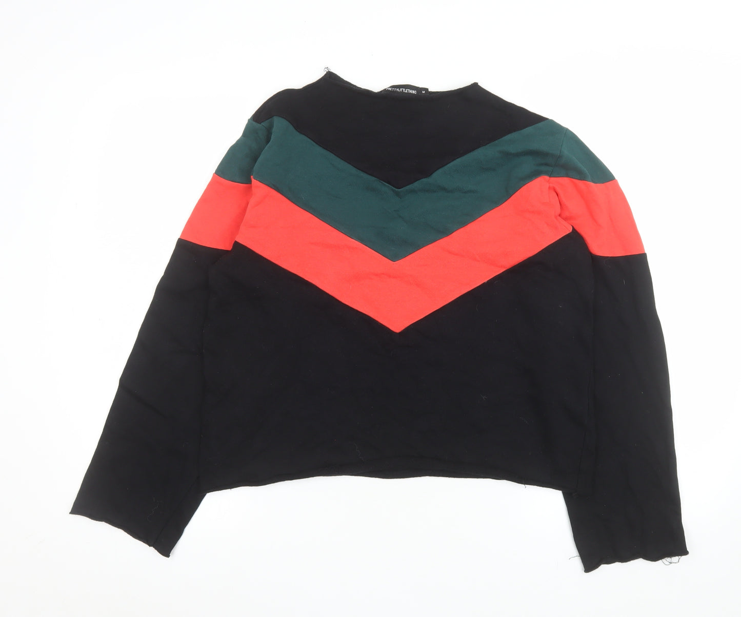 PrettyLittleThing Women’s Black Colourblock Cotton Sweatshirt Size M