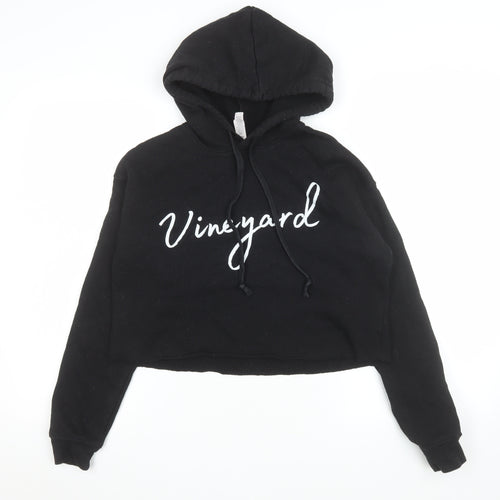 Bella + Canvas Womens Black Vineyard Cropped Hoodie Size S