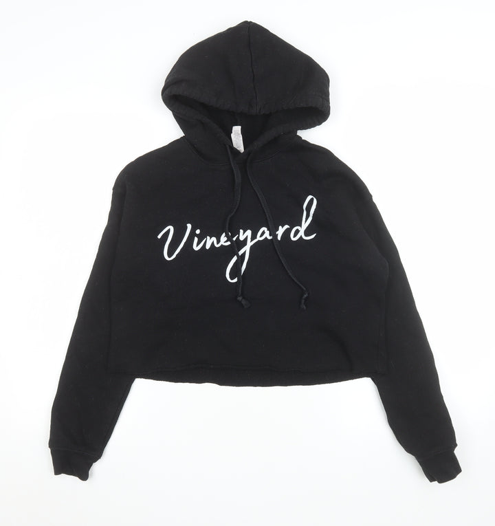 Bella + Canvas Womens Black Vineyard Cropped Hoodie Size S