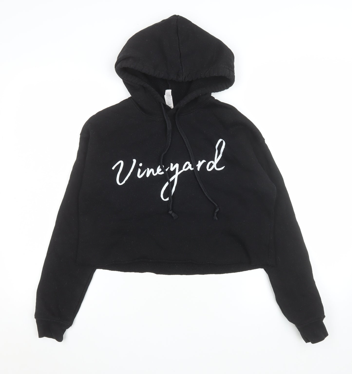 Bella + Canvas Womens Black Vineyard Cropped Hoodie Size S
