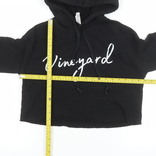 Bella + Canvas Womens Black Vineyard Cropped Hoodie Size S