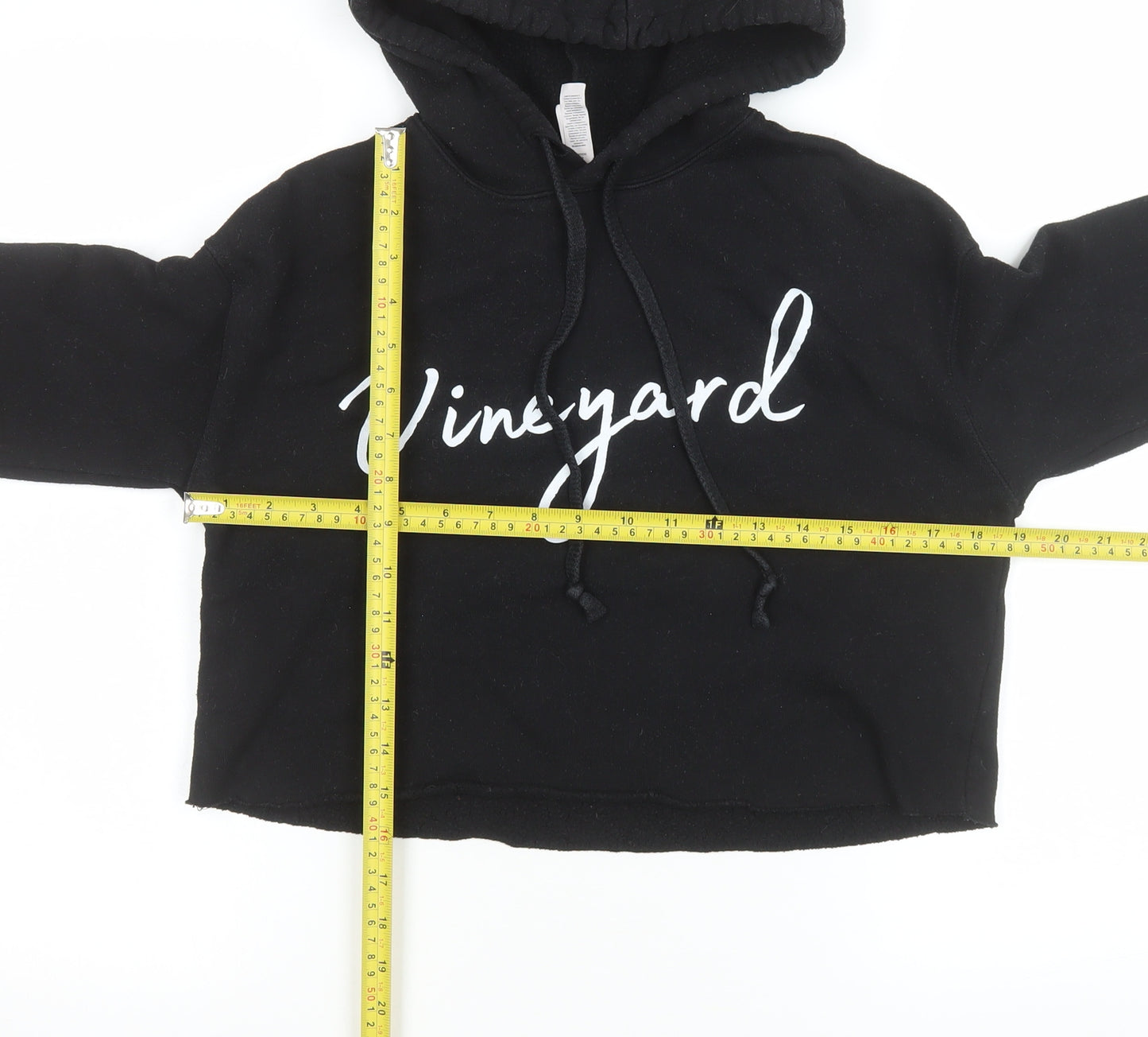 Bella + Canvas Womens Black Vineyard Cropped Hoodie Size S