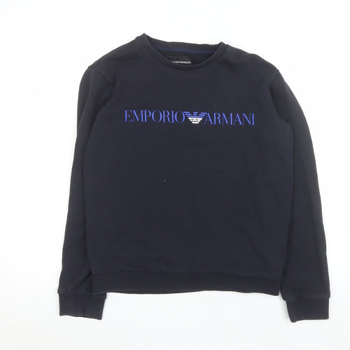 Emporio Armani Boys Black Logo Crew Neck Sweatshirt 14 Years