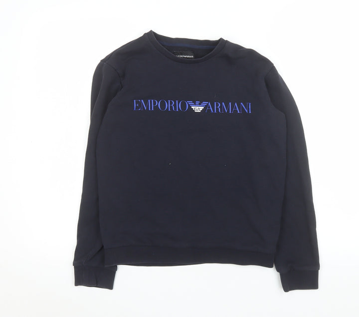 Emporio Armani Boys Black Logo Crew Neck Sweatshirt 14 Years