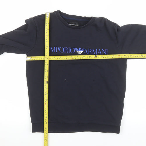 Emporio Armani Boys Black Logo Crew Neck Sweatshirt 14 Years
