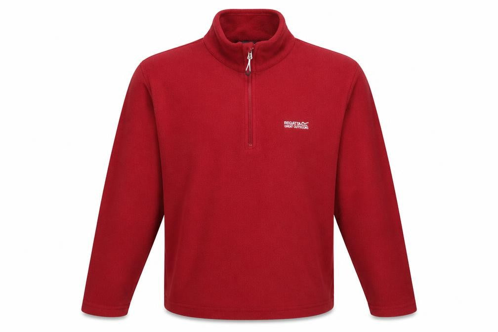 Front view of Regatta Men's Red Fleece 1/4 Zip Pullover Sweatshirt, size L, Outdoor