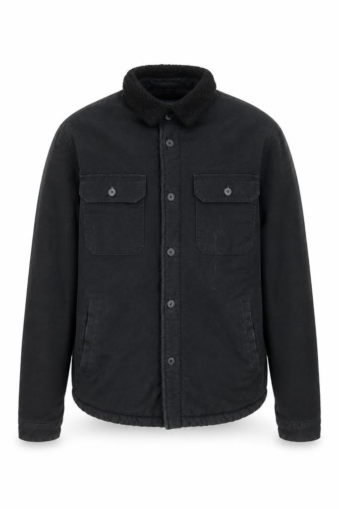 Front view of Tokyo Laundry Men's Black Cotton Lined Insulated Jacket, size M
