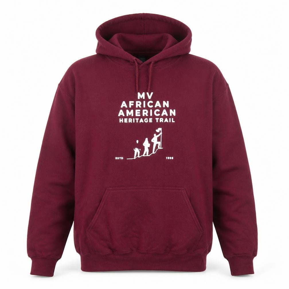 Front view of Gildan Men's Red Pullover Hoodie, size L, Heavyweight Graphic Sweatshirt