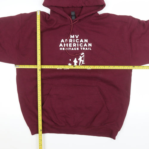 Gildan Men's Red Pullover Hoodie Size L Heavyweight Graphic Sweatshirt