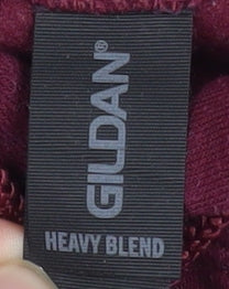 Gildan Men's Red Pullover Hoodie Size L Heavyweight Graphic Sweatshirt