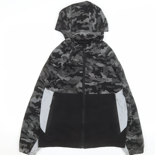 George Boys Black Camouflage Hooded Windbreaker Jacket 10-11 Years