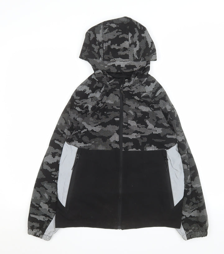 George Boys Black Camouflage Hooded Windbreaker Jacket 10-11 Years