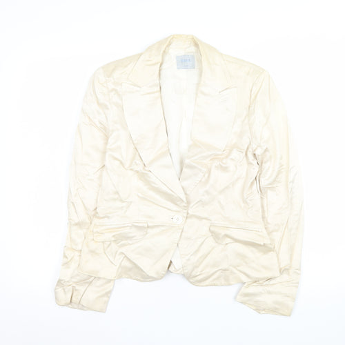 Oasis Women Ivory Tailored Single-Breasted Blazer Size 14