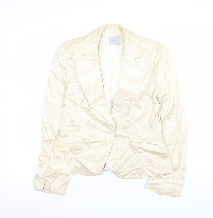 Oasis Women Ivory Tailored Single-Breasted Blazer Size 14