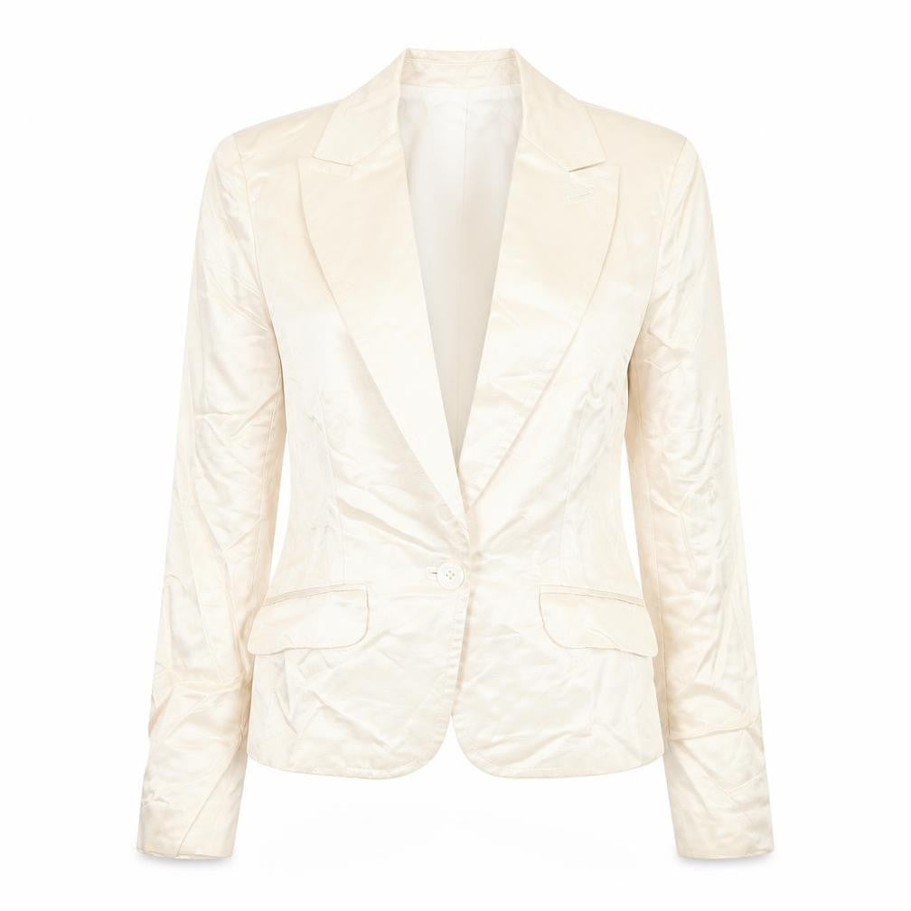 Front view of Oasis Women Ivory Tailored Single-Breasted Blazer, size 14