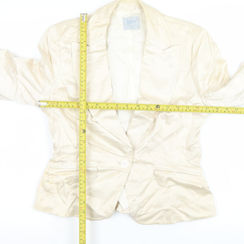 Oasis Women Ivory Tailored Single-Breasted Blazer Size 14
