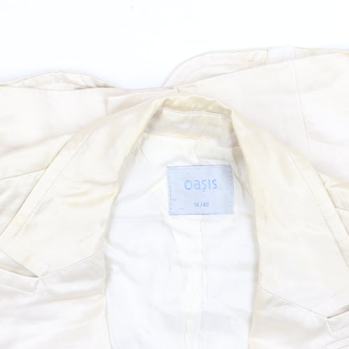 Oasis Women Ivory Tailored Single-Breasted Blazer Size 14