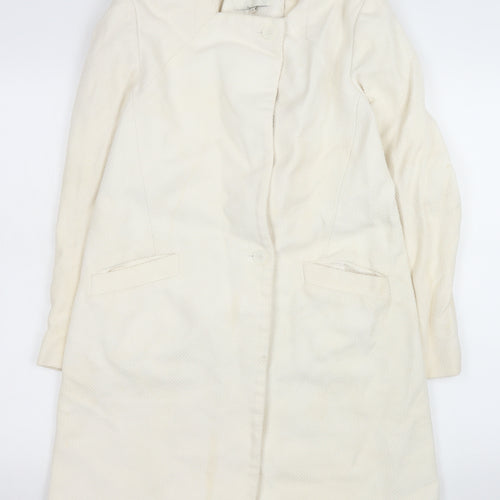 Reiss Women Ivory Cotton Long Overcoat Size S