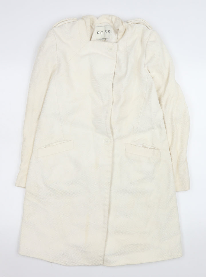 Reiss Women Ivory Cotton Long Overcoat Size S
