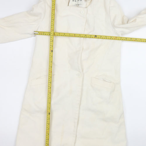 Reiss Women Ivory Cotton Long Overcoat Size S