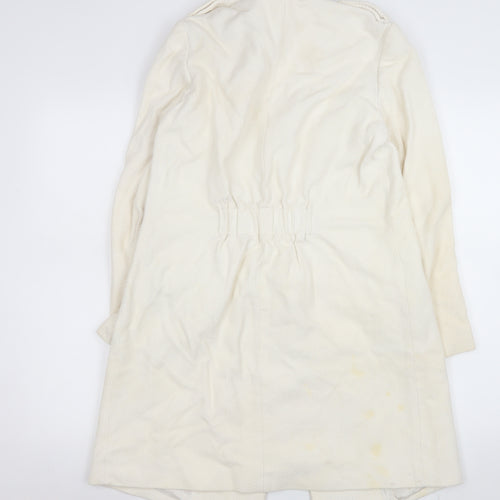 Reiss Women Ivory Cotton Long Overcoat Size S