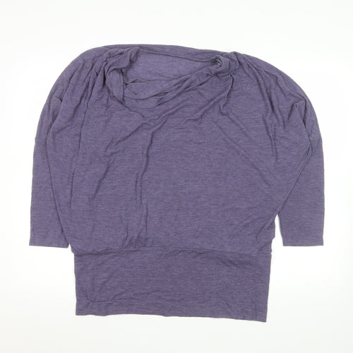 Gallery Women's Purple Cowl Neck Tunic Blouse XL Relaxed Fit 3/4 Sleeve
