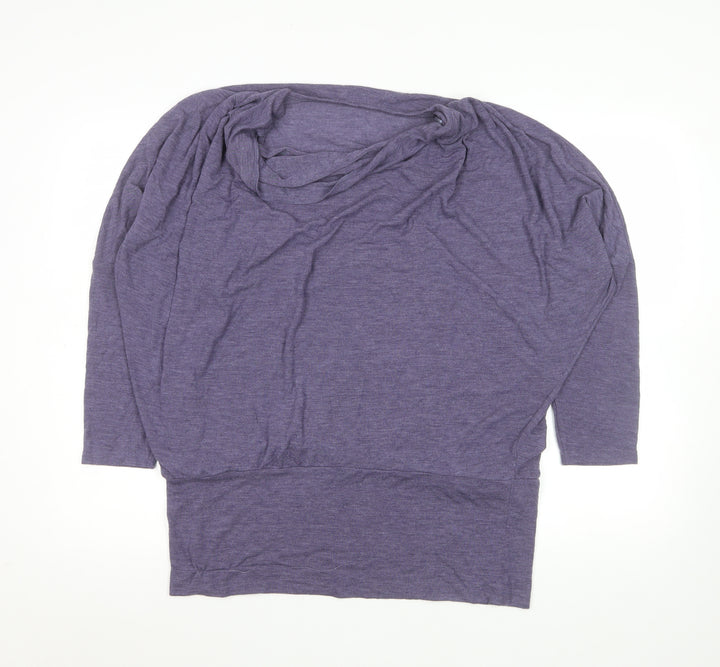 Gallery Women's Purple Cowl Neck Tunic Blouse XL Relaxed Fit 3/4 Sleeve