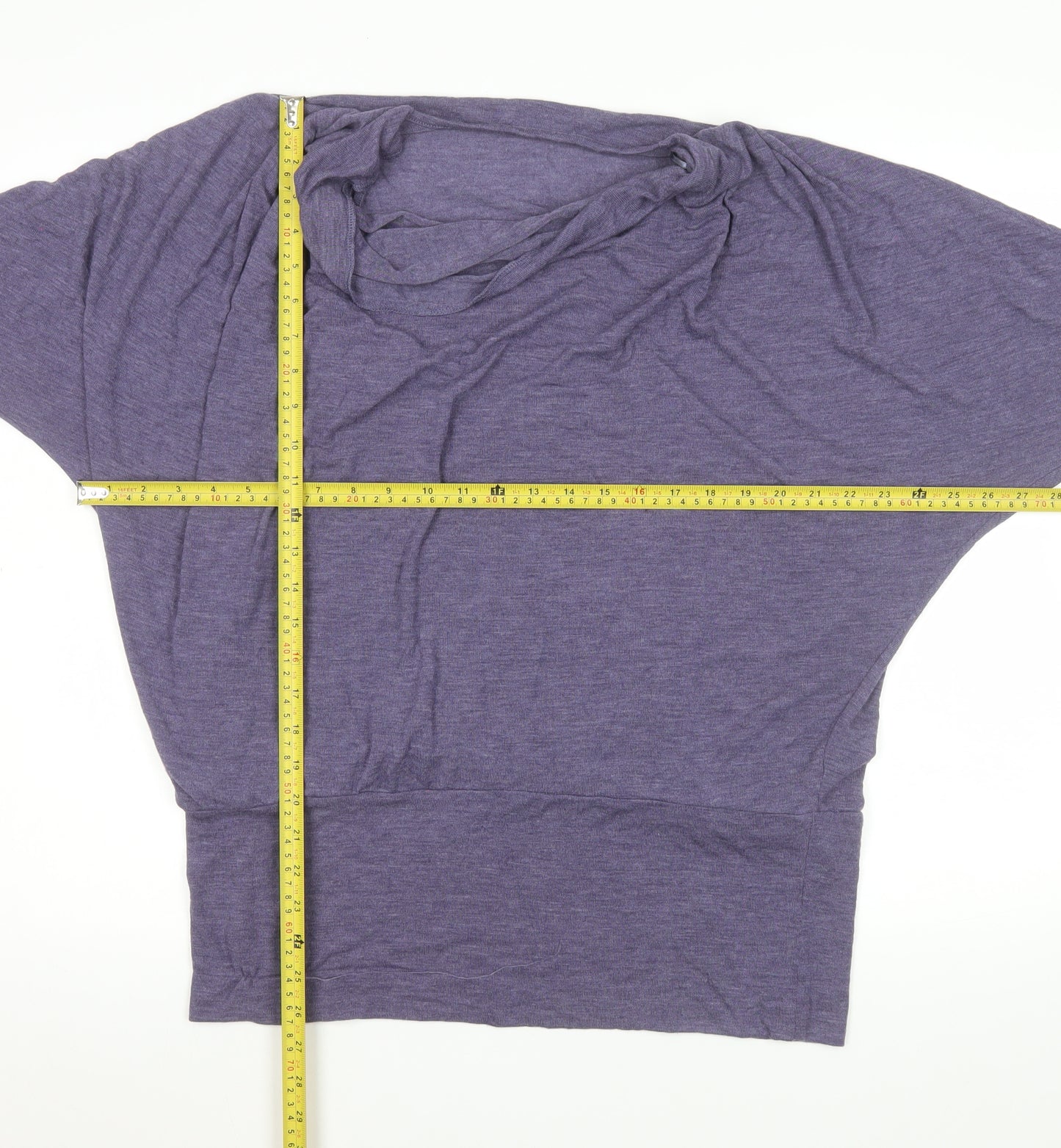 Gallery Women's Purple Cowl Neck Tunic Blouse XL Relaxed Fit 3/4 Sleeve