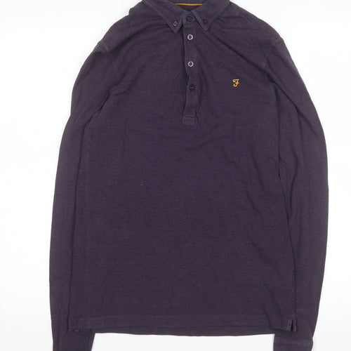 Farah Men’s Purple Long Sleeve Cotton Polo Shirt XS