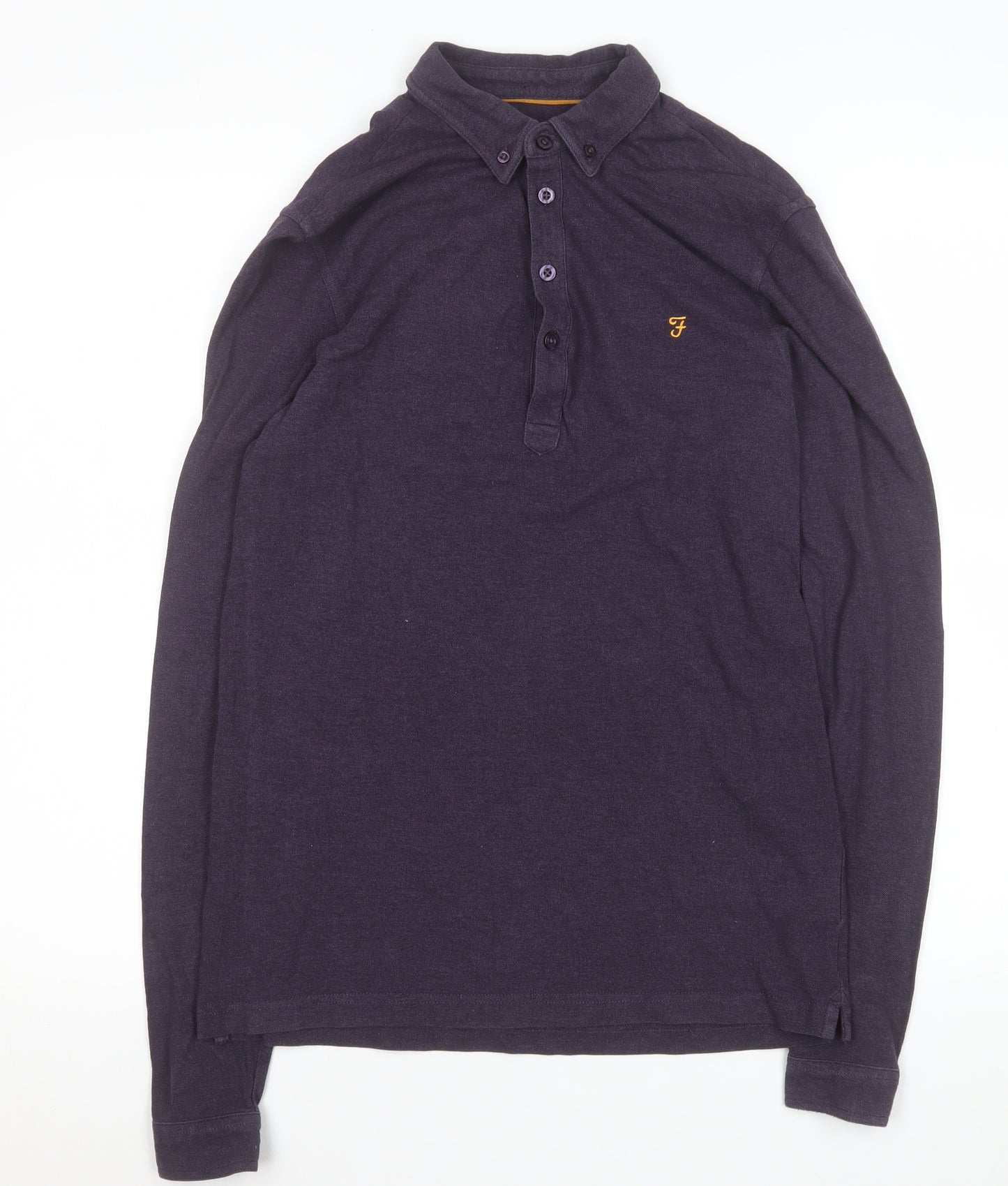 Farah Men’s Purple Long Sleeve Cotton Polo Shirt XS
