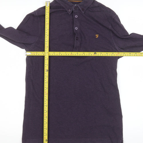 Farah Men’s Purple Long Sleeve Cotton Polo Shirt XS