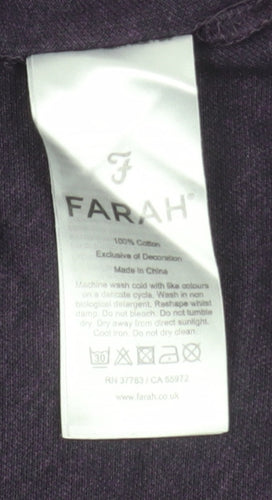 Farah Men’s Purple Long Sleeve Cotton Polo Shirt XS