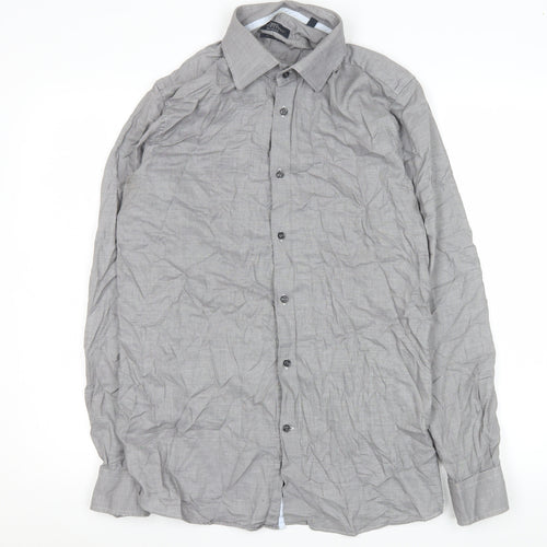 Next Men's Grey 16.5in 42cm 100% Cotton Long Sleeve Formal Shirt