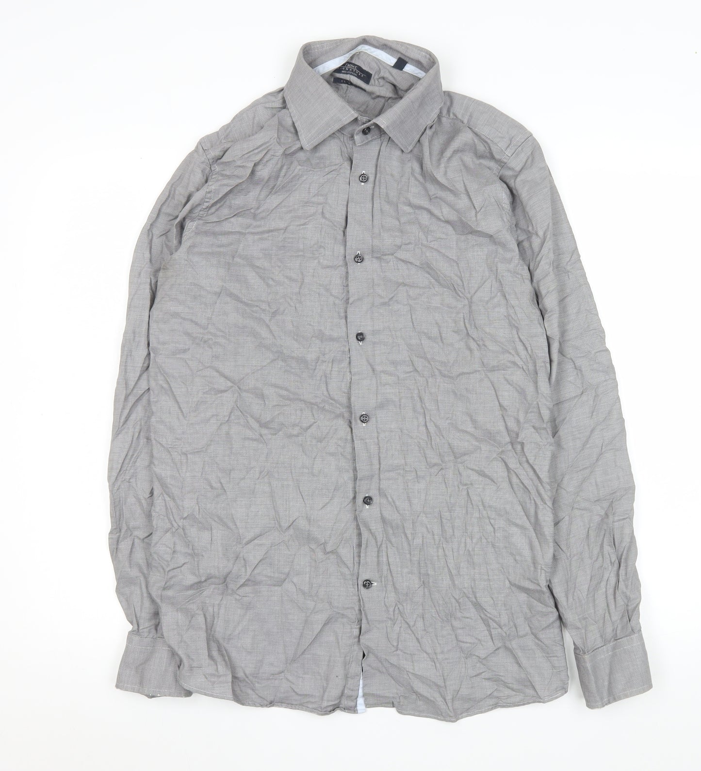 Next Men's Grey 16.5in 42cm 100% Cotton Long Sleeve Formal Shirt