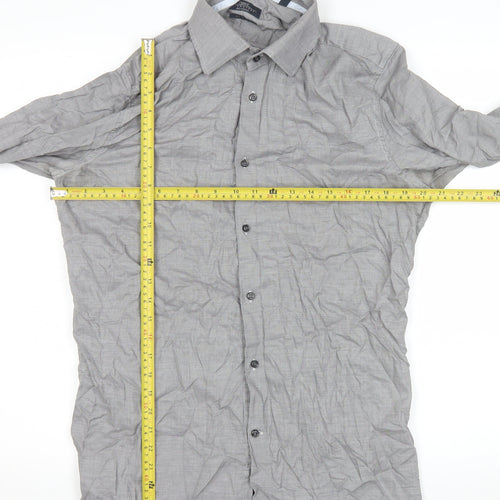 Next Men's Grey 16.5in 42cm 100% Cotton Long Sleeve Formal Shirt
