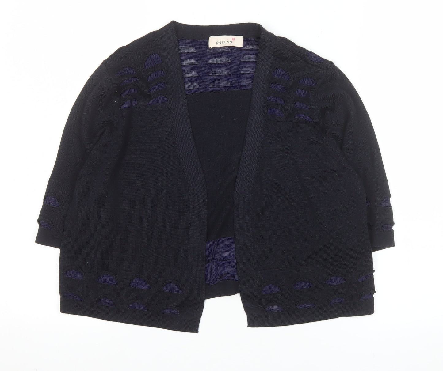 Marks and Spencer Per Una Women's Navy Knit Short Open Jacket Size 14