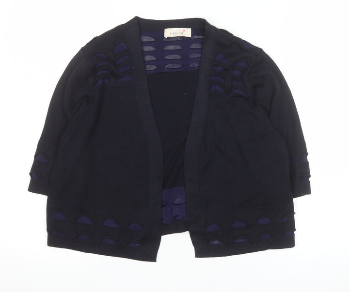 Marks and Spencer Per Una Women's Navy Knit Short Open Jacket Size 14