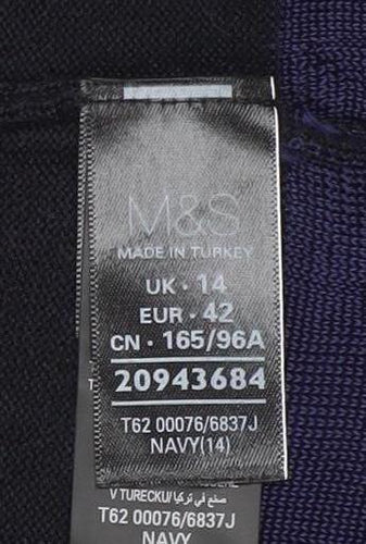 Marks and Spencer Per Una Women's Navy Knit Short Open Jacket Size 14