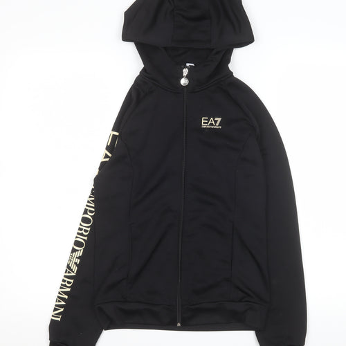 Emporio Armani Boys Black Logo Hooded Track Jacket 10 Years