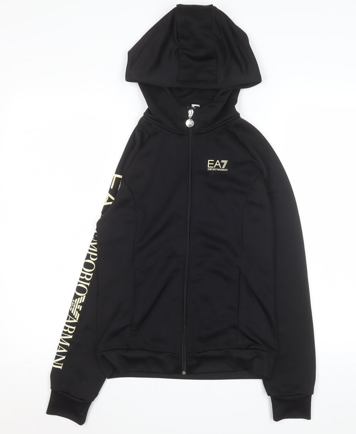 Emporio Armani Boys Black Logo Hooded Track Jacket 10 Years