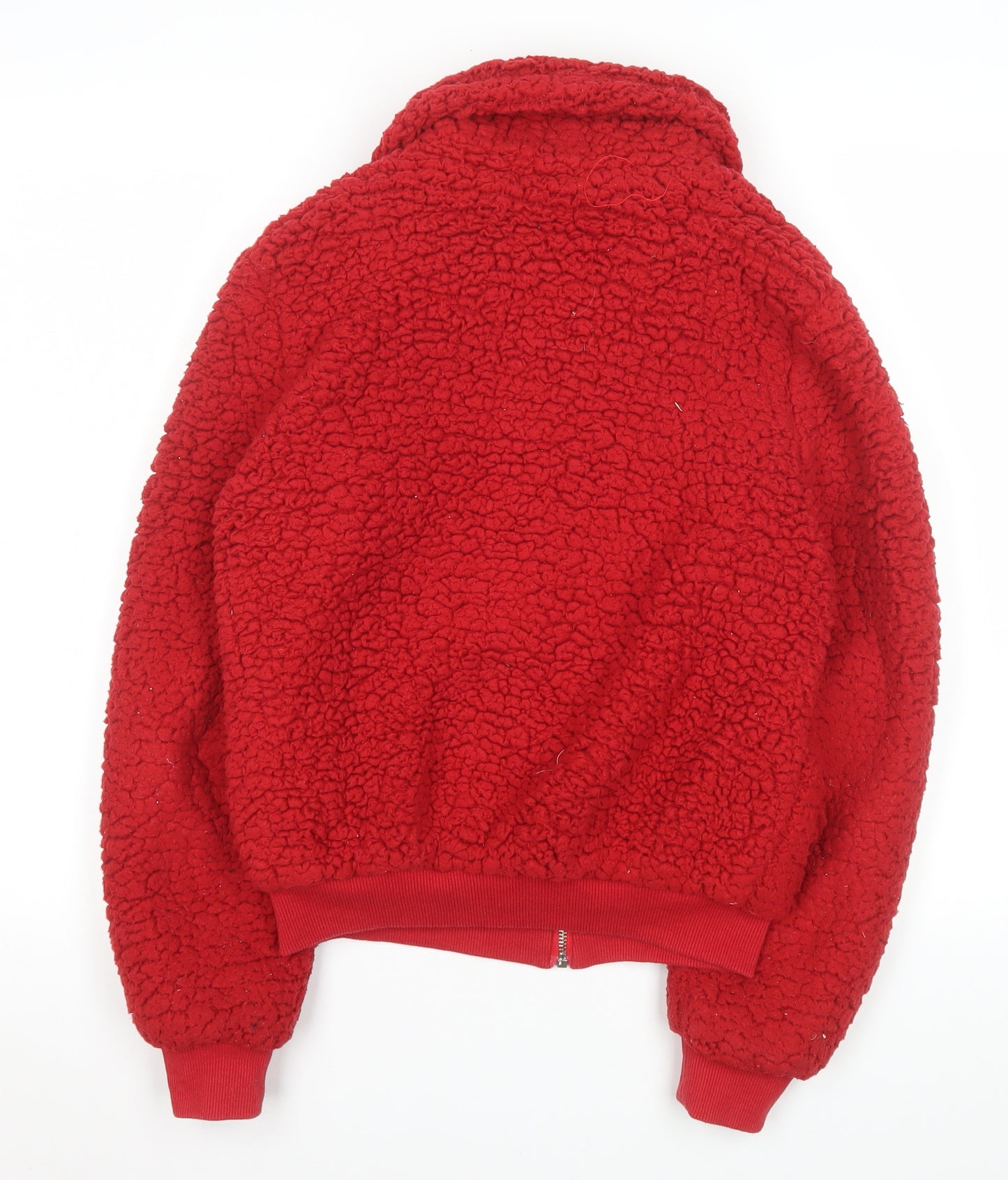 Parisian Women Red Bomber Jacket Size 10 Fleece Zip-Up