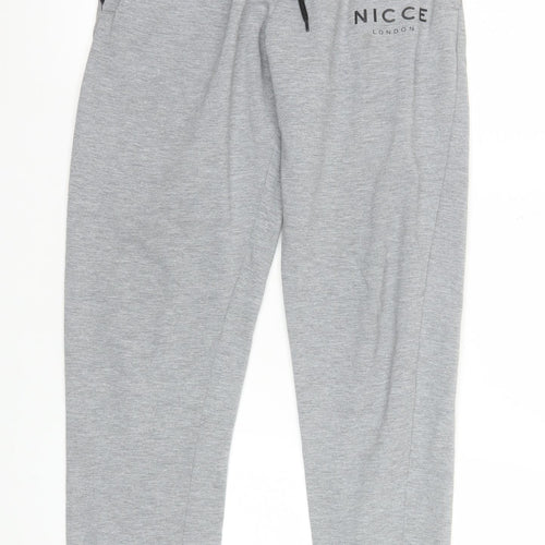 Nicce Men’s Grey Jogger Sweatpants S Regular Fit Fleece Activewear Trousers