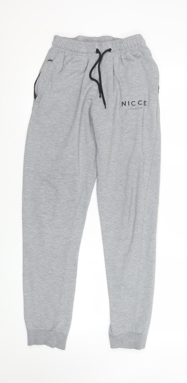 Nicce Men’s Grey Jogger Sweatpants S Regular Fit Fleece Activewear Trousers